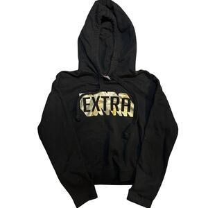“EXTRA” Black Cropped Hoodie – Juniors Size M (7–9)